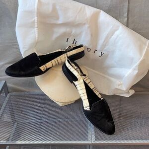 Theory Black and Cream Flats